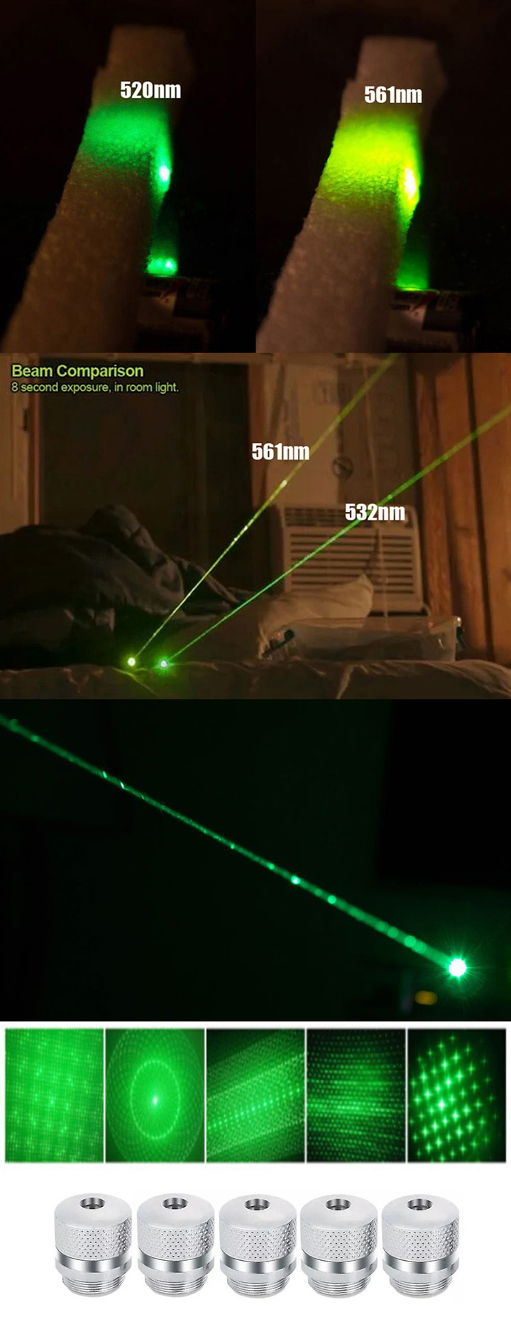 Groene Laser Pointer met Opzetstukjes