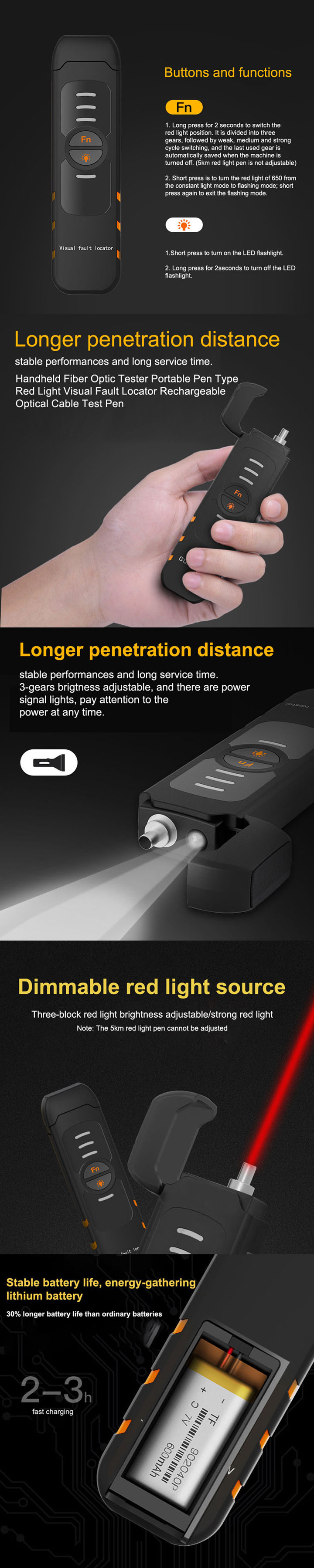 Oplaadbare Glasvezel Laser Tester