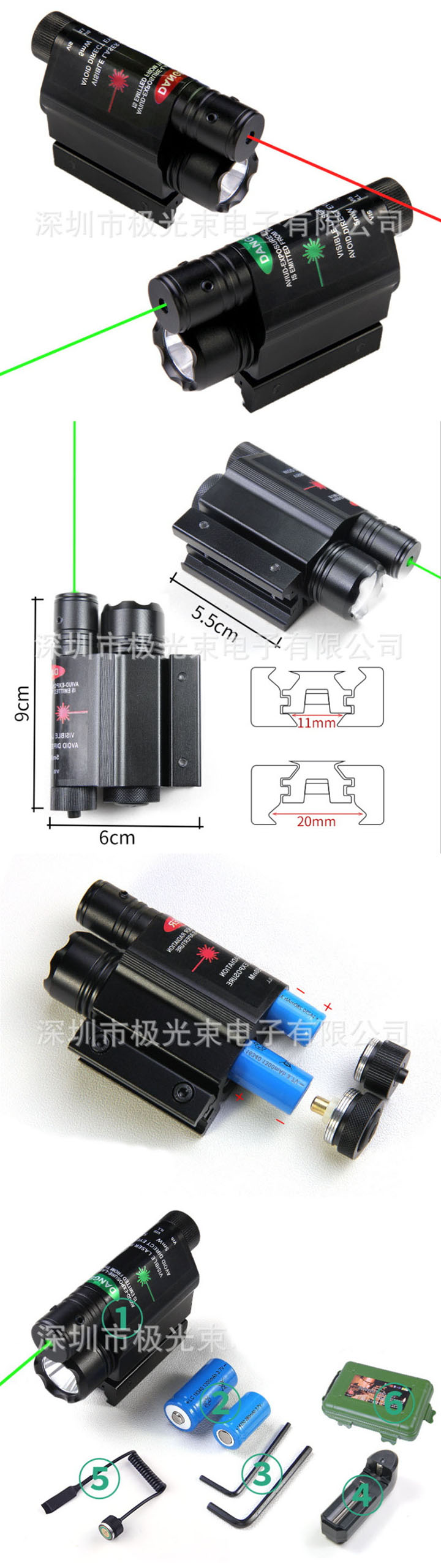 Laser Richtkijker met Tactische Zaklamp