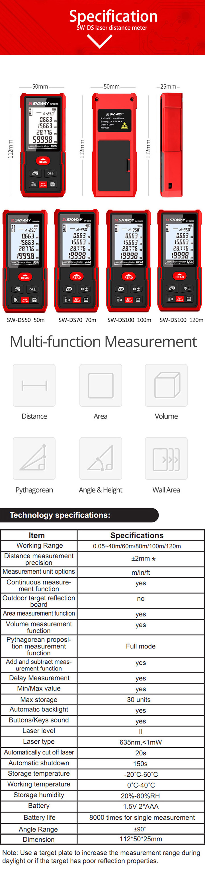 Laserafstandsmeter 50m