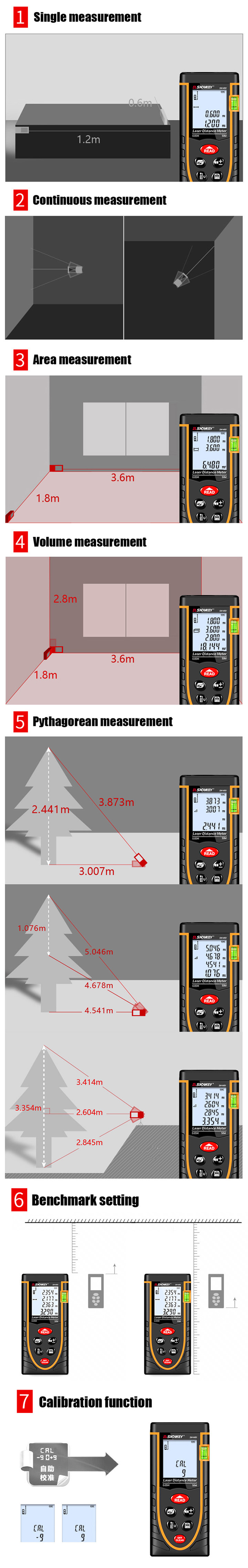 Oplaadbare USB Laserafstandsmeter