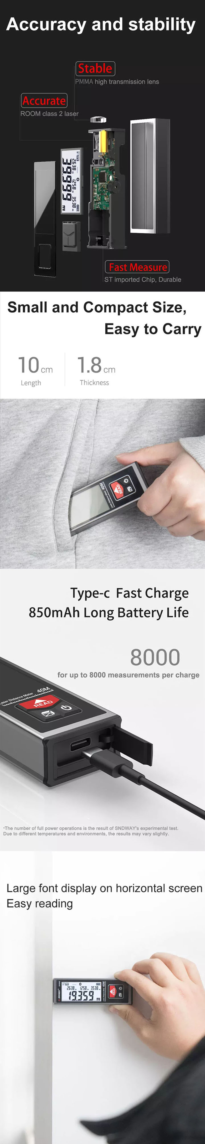 Laserafstandsmeter 40m / 50m / 60m