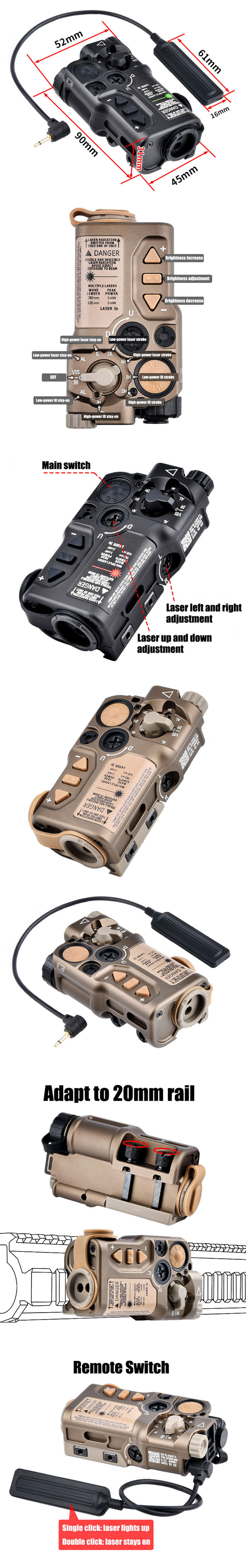 tactische LED-zaklamp met laser