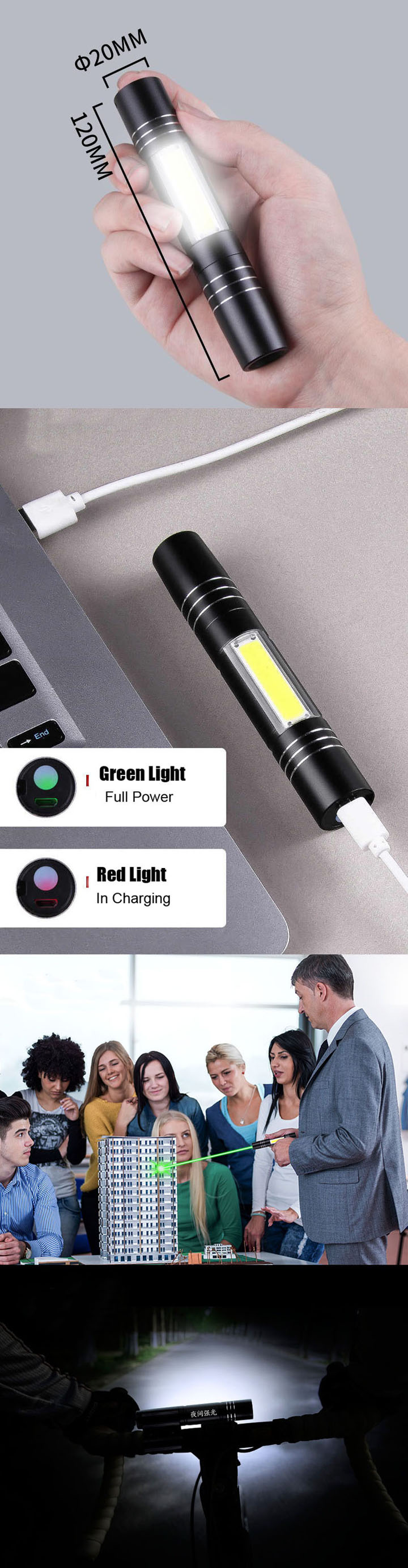 groene laserpen met zaklamp