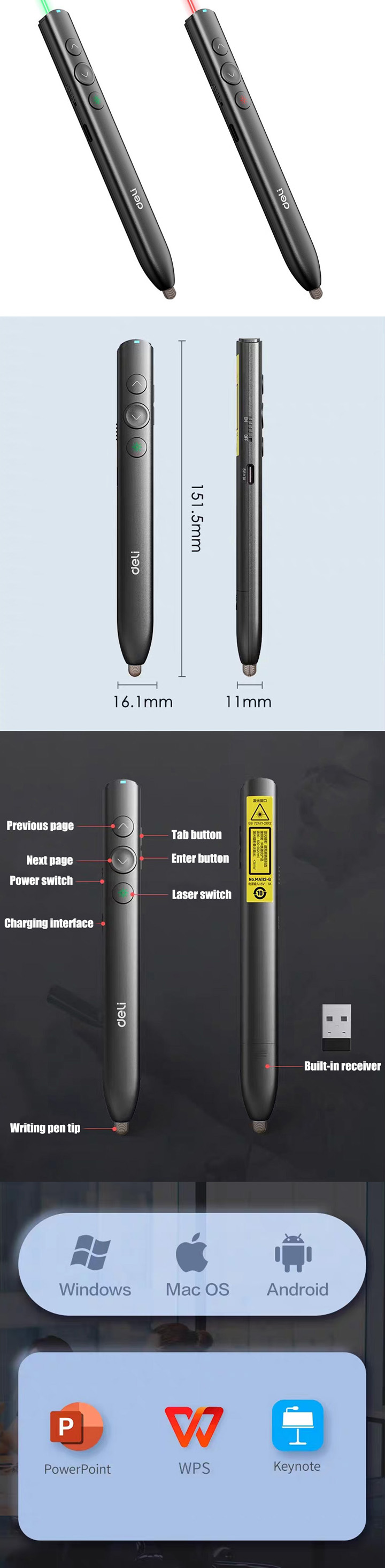 Draadloze afstandsbediening met laserpointer