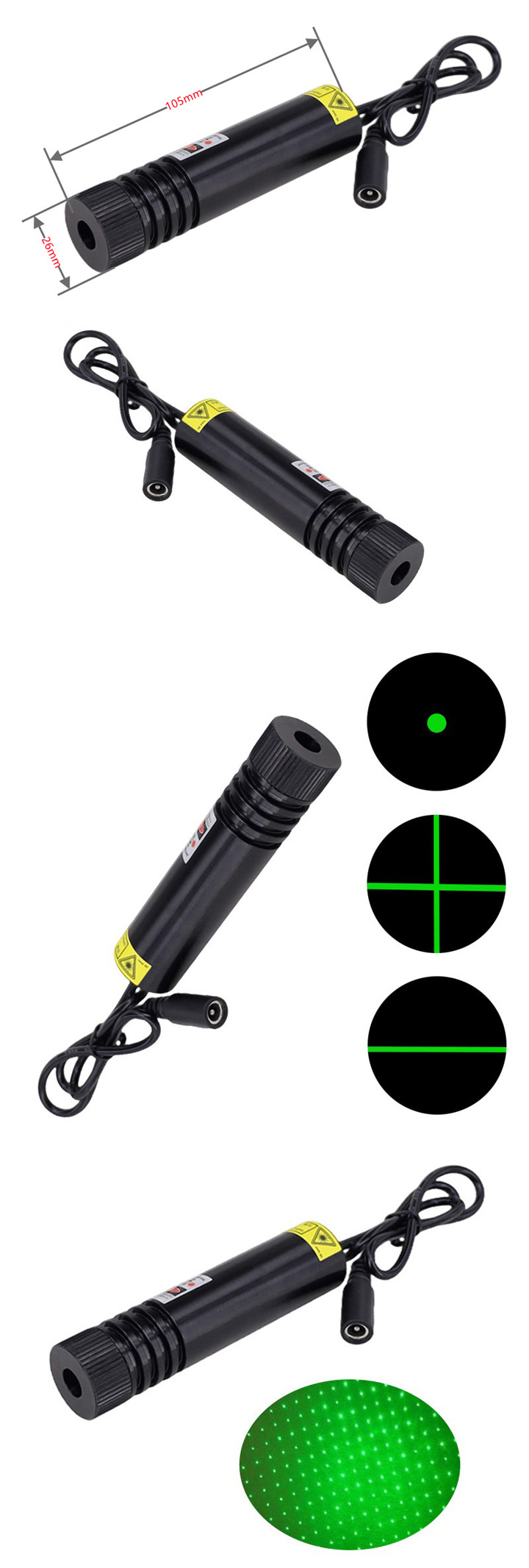 Groene Laser Module Punt/Lijn/Kruis/Sterrenhemel