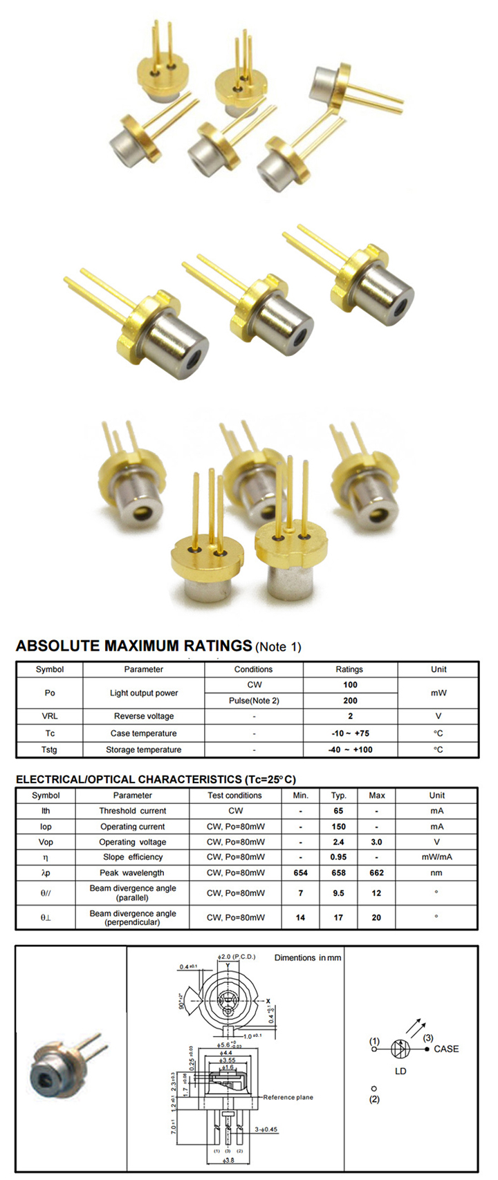 100mW Rode Laser Diode