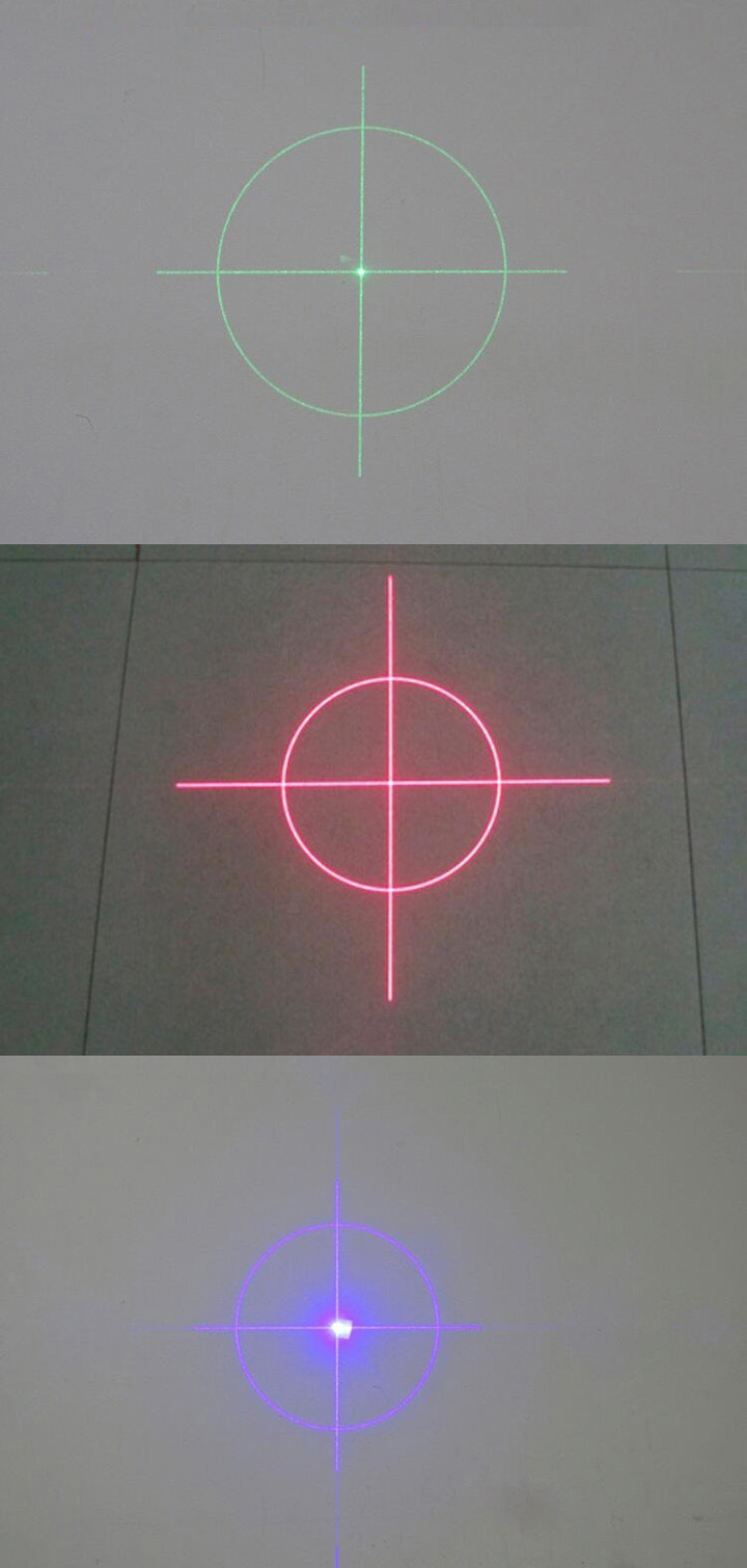 kruis+cirkel groene/rode/blauwe lasermodule