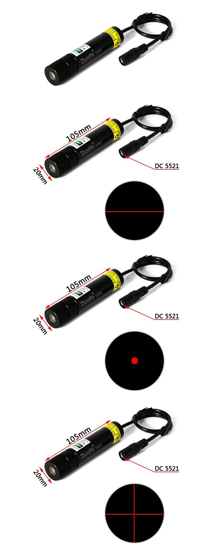 Rode Lasermodule Punt/Lijn/Kruis